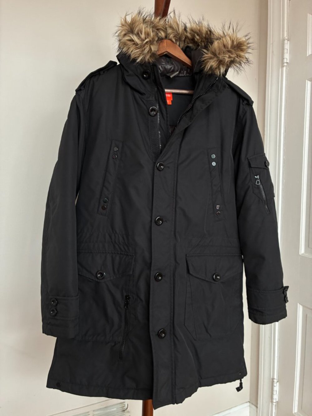 Hugo Boss Men long Parka Jacket black